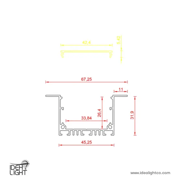 چراغ خطی ال ای دی ( لاینر ) مدل IDL-1393